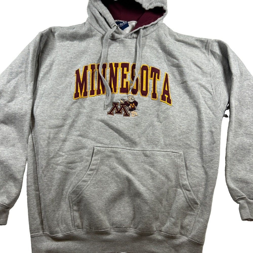 Vintage 90s 2000s Lee Minnesota Gophers Zip Neck Pullover Hoodie Grey Large VTG